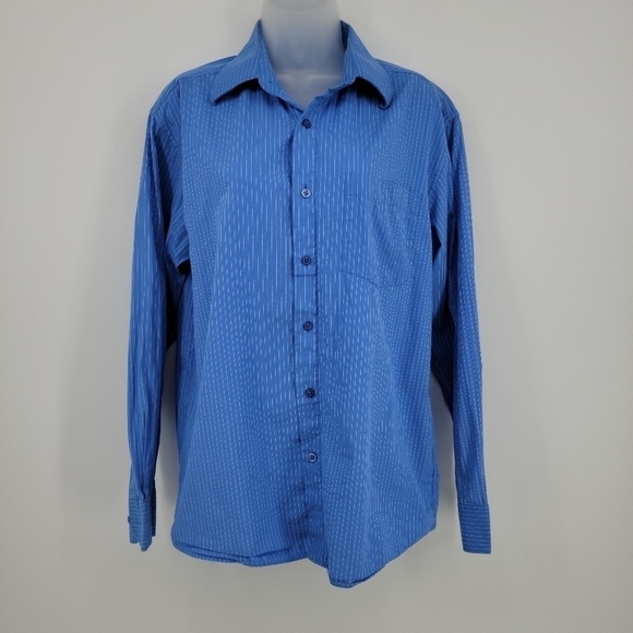 Men's Blue Plaid Eighty Eight Button Front Shirt,Size M - Picture 3 of 11
